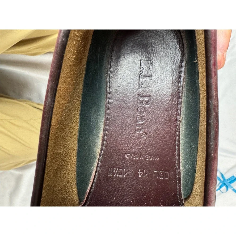 LL Bean Mens Burgundy Brown‎ Leather Kiltie Tassel Loafers 10.5W Made in Brazil